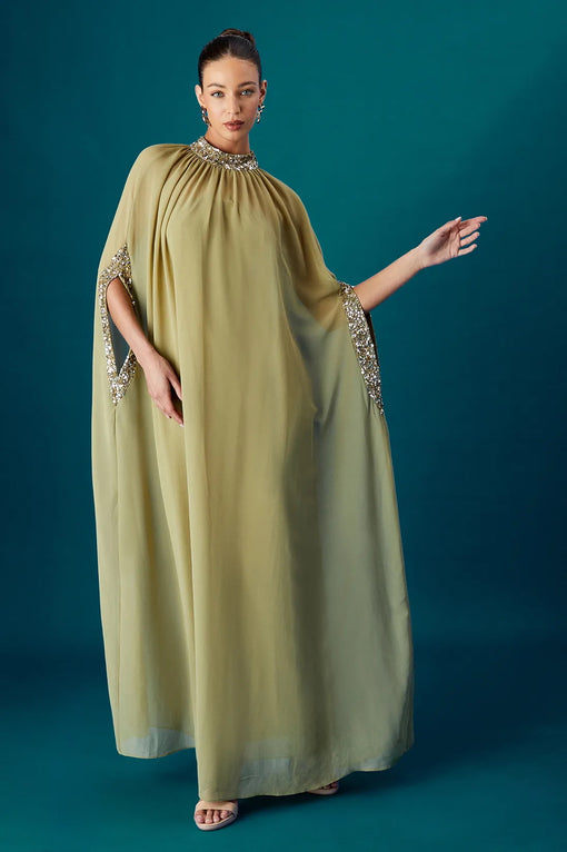 Coast Muse Chiffon Cape Bandeau Dress