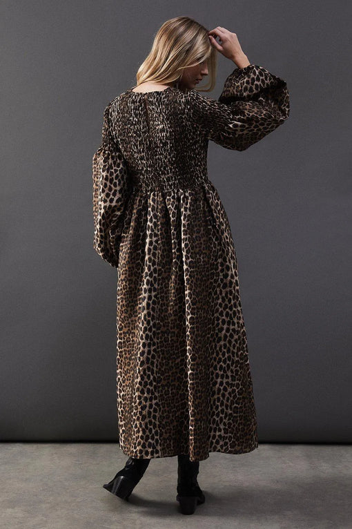 Textured Organza Shirred Midaxi Dress