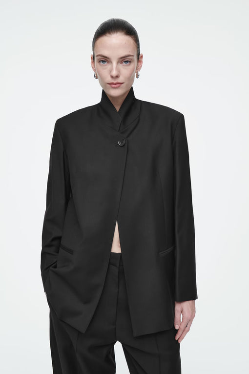 STAND-COLLAR WOOL BLAZER