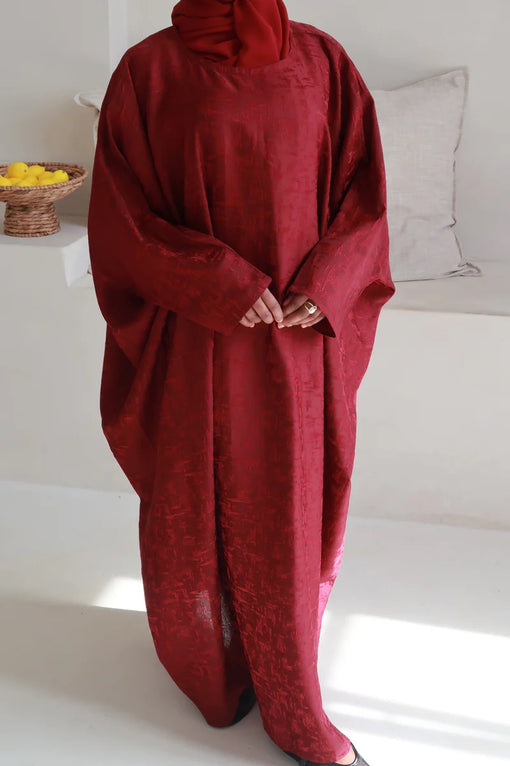 Ruby Jacquard Luxé Butterfly Abaya