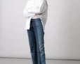 MID DARK BLUE STOVEPIPE JEANS
