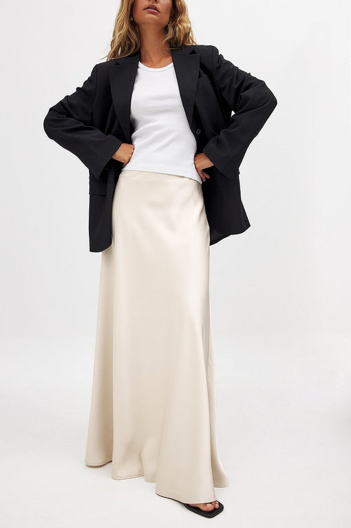 Mid Waist Maxi Satin Skirt