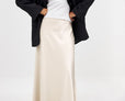 Mid Waist Maxi Satin Skirt