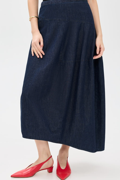 Lightweight Denim Asymmetrical Balloon Skirt