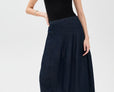 Lightweight Denim Asymmetrical Balloon Skirt