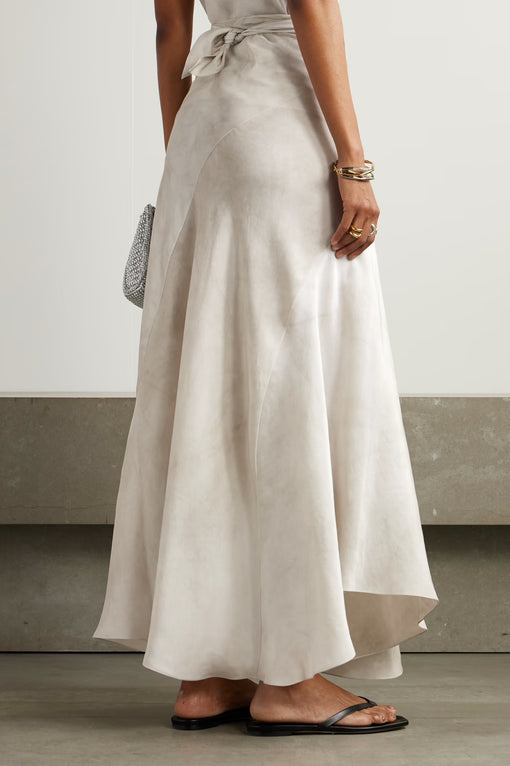 Dali asymmetric paneled silk maxi skirt