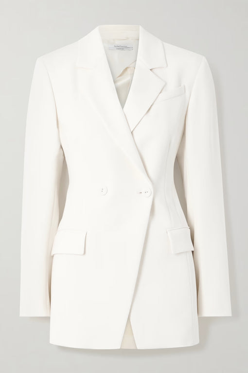 Double-breasted asymmetric jersey blazer