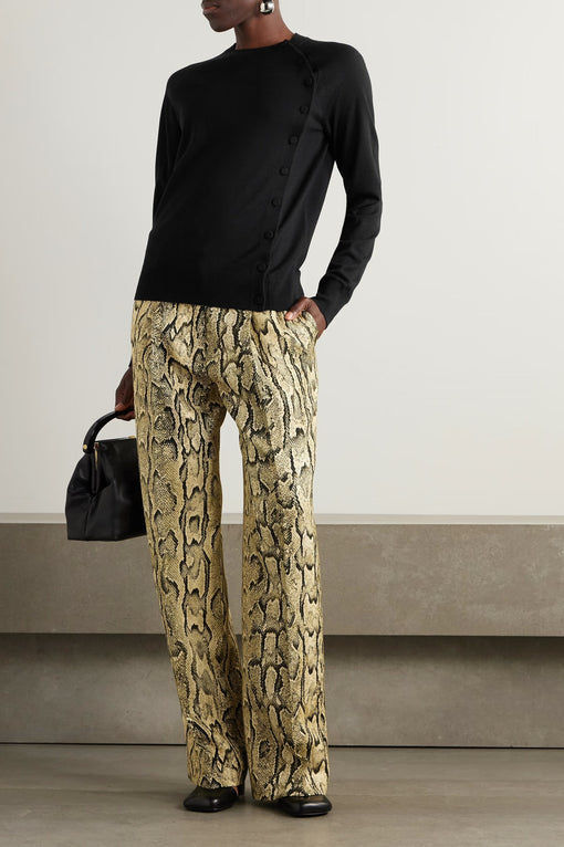 Asymmetric merino wool cardigan