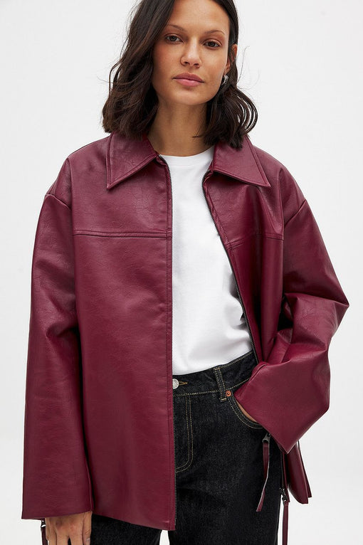 Zip Detail Shiny Pu Jacket