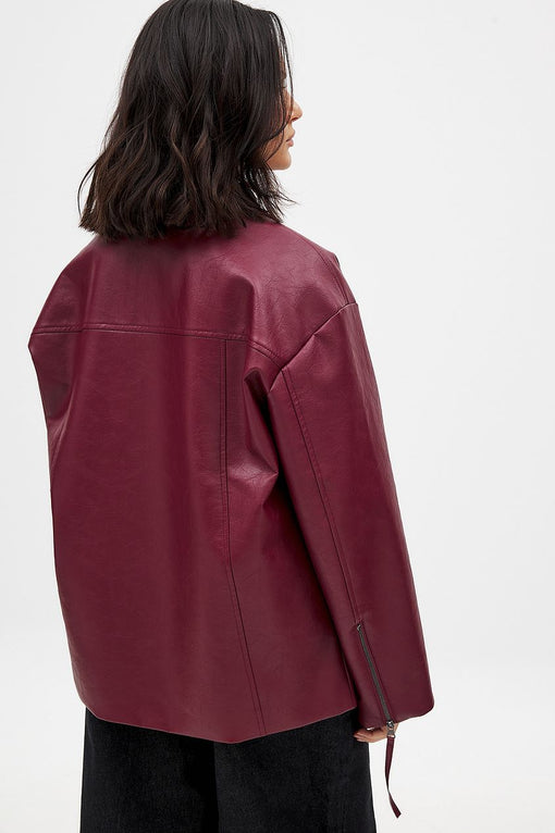 Zip Detail Shiny Pu Jacket